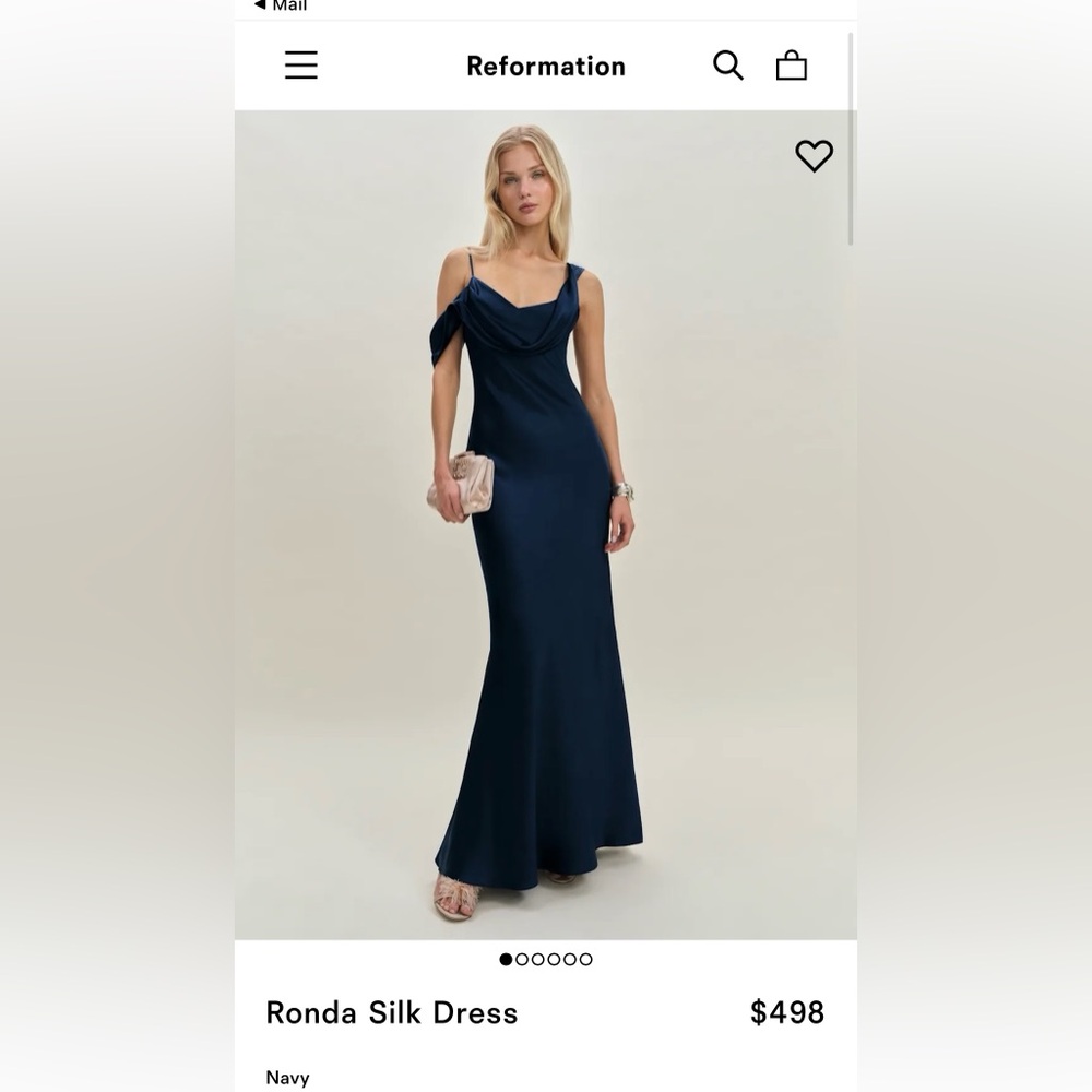 Reformation Navy Silk Dress